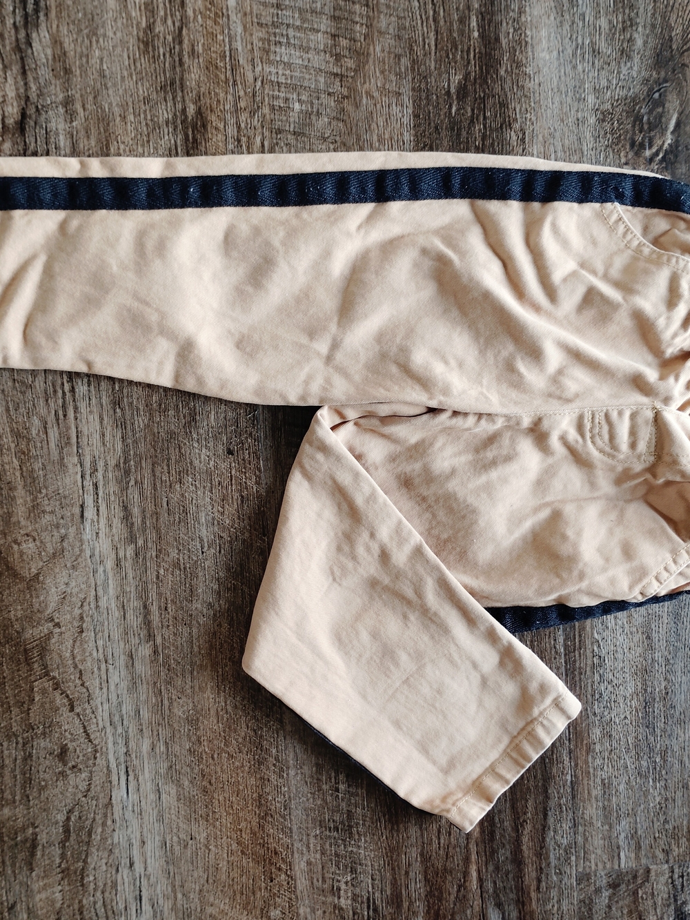 Kids Beige Chinos with Navy Side Stripe